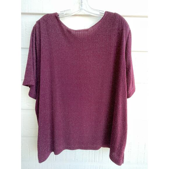 Draper's & Damon's Wine Colored Sparkly Shirt 3X - Picture 2 of 8